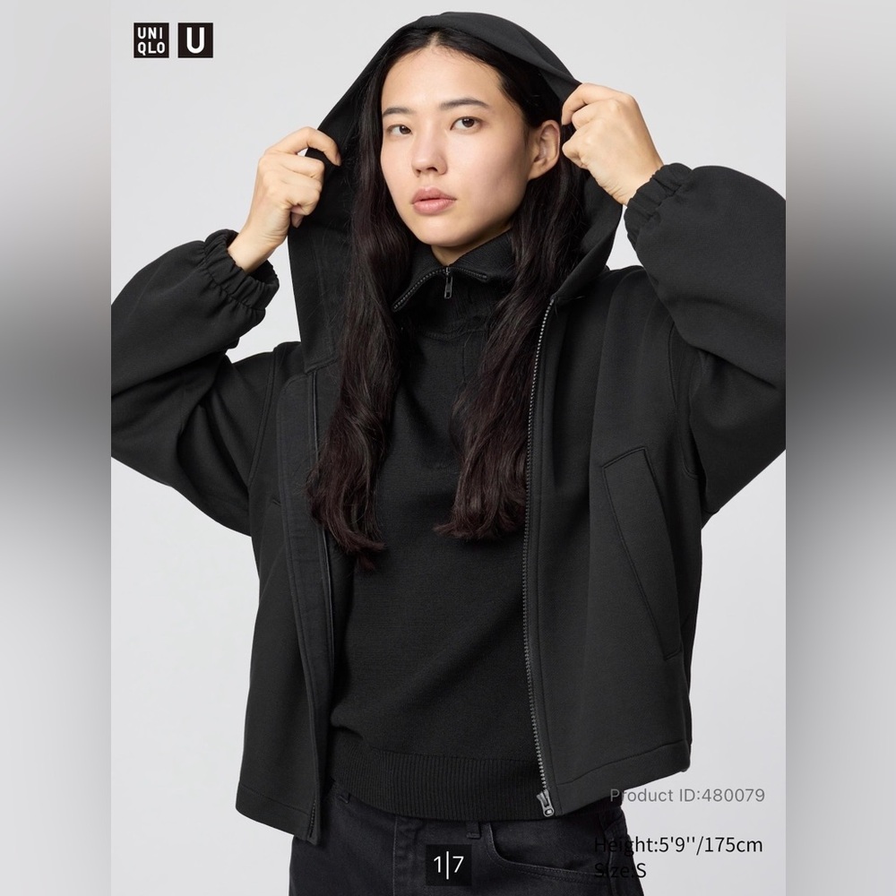 NWT Uniqlo U Black Full-Zip Sweat Hooded